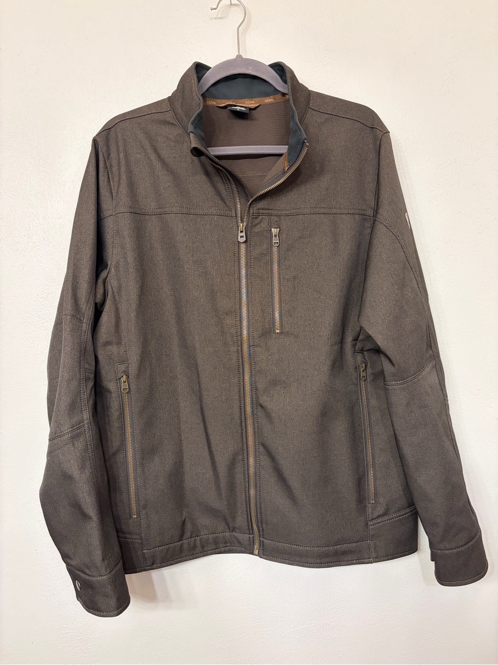 Kuhl Men’s Impakt Brown Soft Shell Fleece Lined Outdoor Jacket Size Large